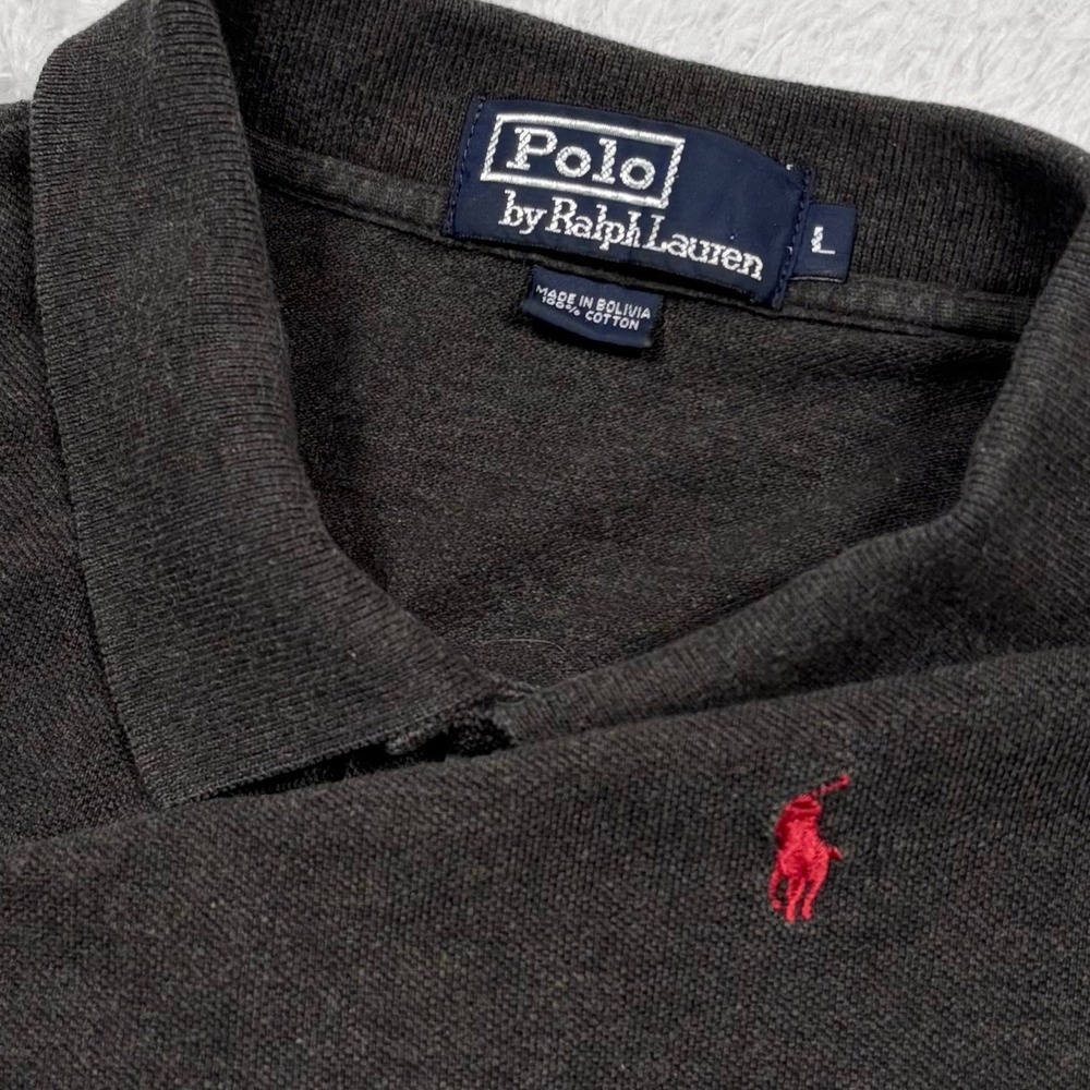 Polo Ralph Lauren Polo Shirt Men L Charcoal /Black PONY LOGO Short Sleeve Preppy